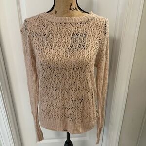 LC Lauren Conrad blush Lace Bow Knit Top